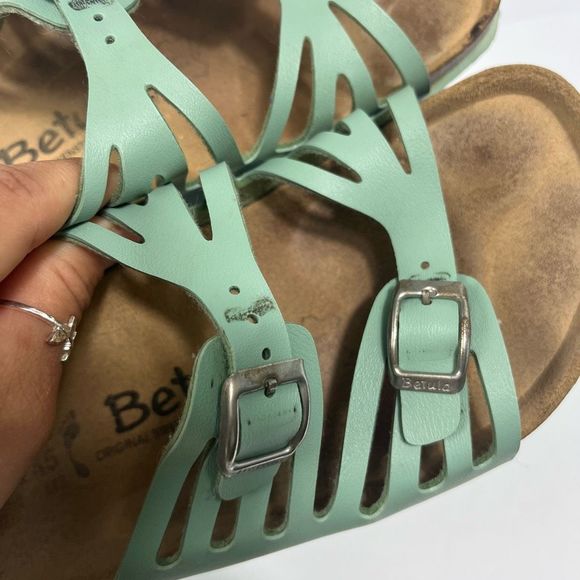 Birkenstock Green Sandals with Silver Buckles - Picture 9 of 14